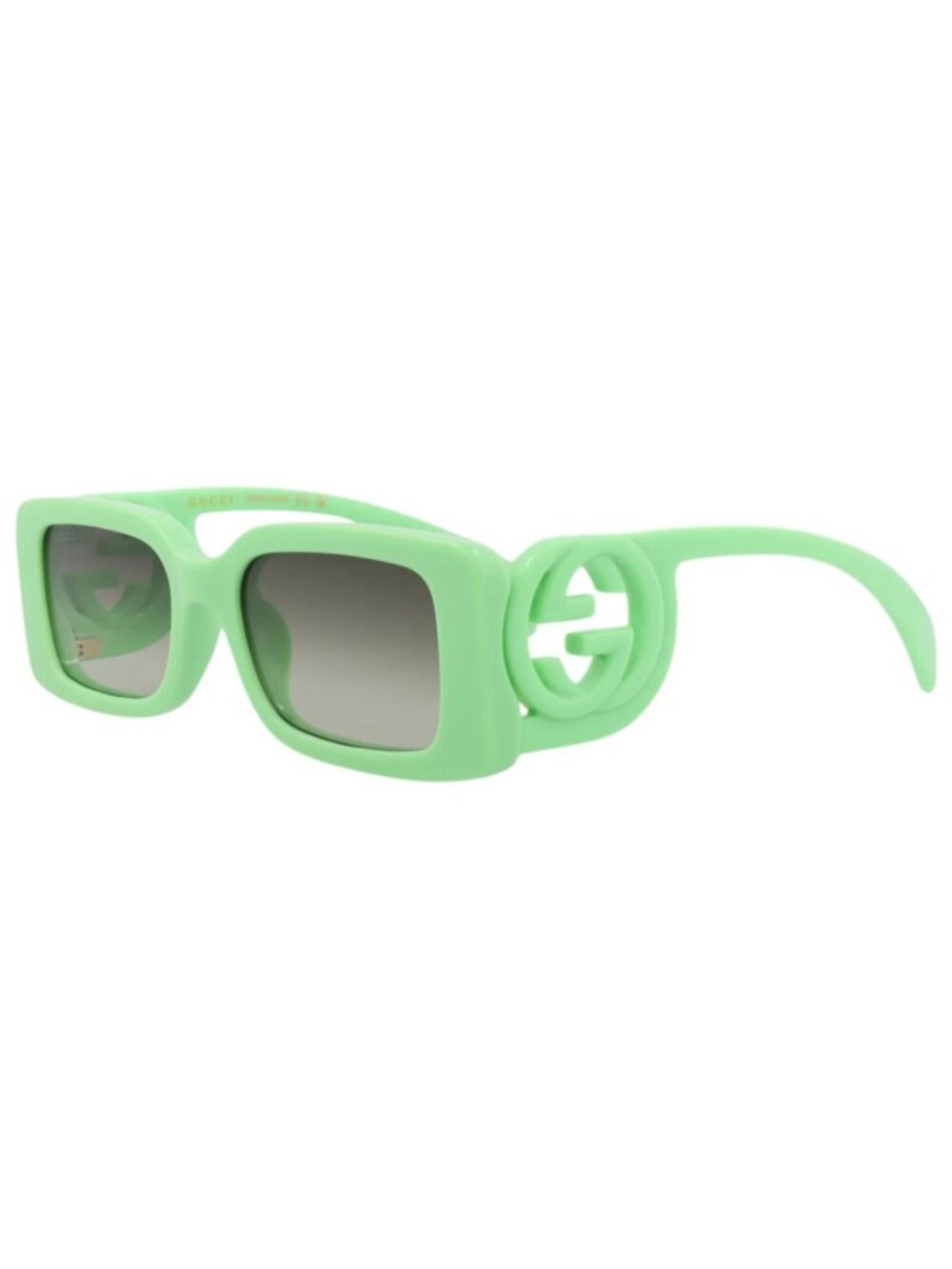 New Gucci Women's Sunglasses Square Rectangle Injection Frame Green Green Green